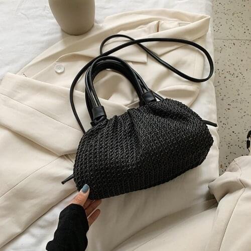 Handbags Shoulder Bag Summer Holiday Beach Crossbody Bag Female Straw Woven Cloud Bags for Women 2021 Summer Pu Leathe