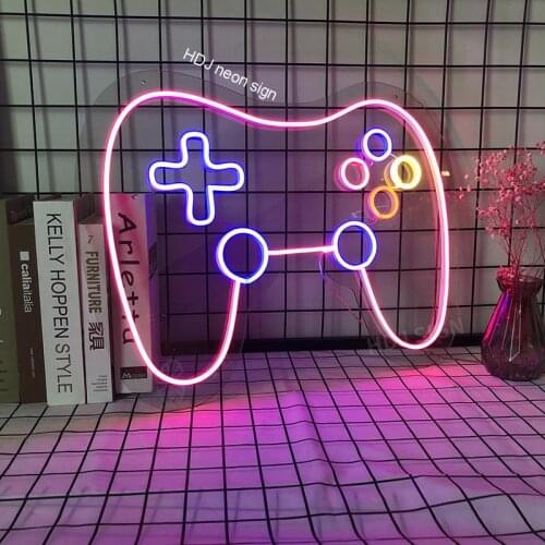 Game Handle Custom LED Neon Sign Logo Visual Bar Wall Light Up Sign Video game room Decor Neon lamp for Room