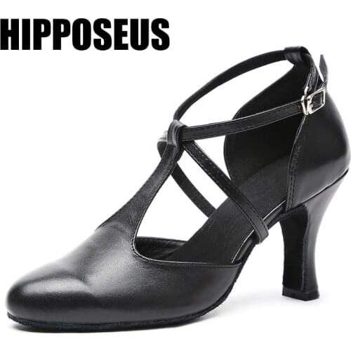 Hipposeus Dance-Shoes Women Latin Salsa Tango Girls Ballroom Modern Dance Shoes Female Soft Sole Thin Heel Dancing Shoes Sandals