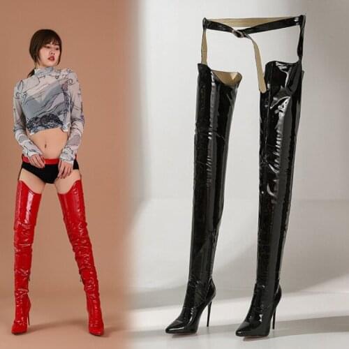 Sexy Steel Tube Dance Thin High Heels 12.5cm Ombat Boots for Women Snow Over The Knee Botas Mujer Shoes ladies Boots FV-3