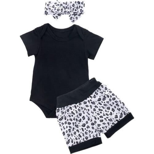 0-24M Newborn Kid baby Girl Leopard Clothes set Short Sleeve Body Top Romper shorts set Elegant cute Sweet Fashion Outfit
