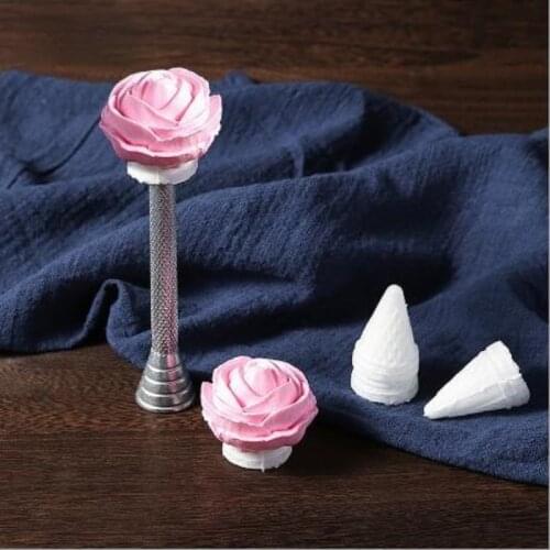 Roses Flower Holder Decoration Pastry Sticks Baking Cone Cream Tools Piping Cake Aluminium Alloy 1PC Rod