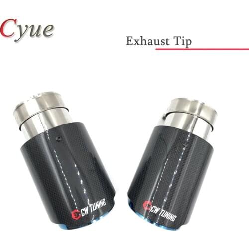 1Piece Black Trim Muffler Car Modification Rear Pipe Tail Glossy Carbon Fiber Universal Stainless Steel Throaty Tail Pipes