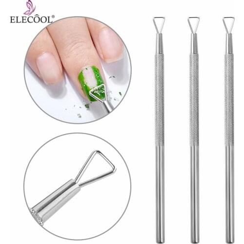 1pc Cuticle Remover Pusher UV Gel Nail Polish Remover Stainless Steel Dead Skin Remover Manicure Pedicure Nail Art Tool TSLM1