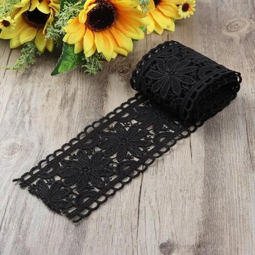 1 Yard/Lot Lace Trim Edge Embroidery DIY Milk Silk Embroidered Lace Ribbon Wear Clothing Accessory White/Black 80mm Width