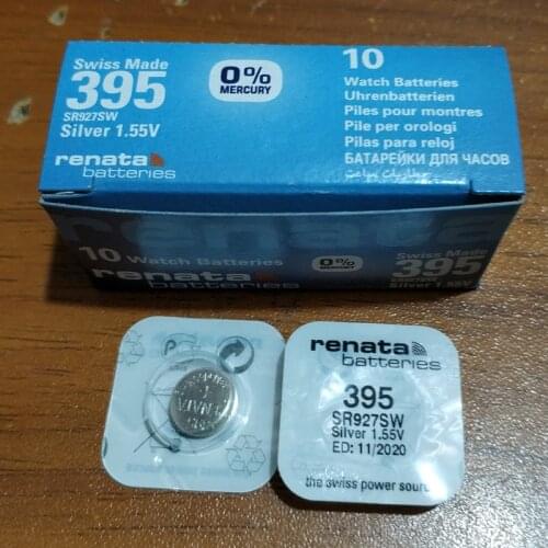 10Xrenata Silver Oxide Watch Battery 395 SR927SW 927 1.55V 100% original brand renata 395 renata 927 battery