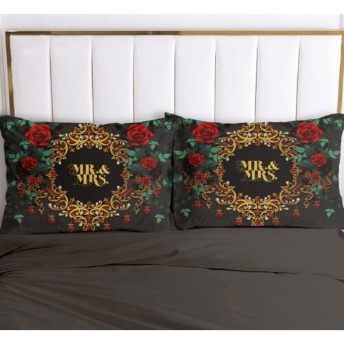 2pc Pillow Case Pillowcase 50x70 50x75 50x80 50x90 80x80 70x70 Decorative Pillow Cover Luxury Bedding Mr&Mrs for Wedding