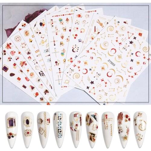 3D Imitation Nail Crystal Diamond Pattern Self-adhesive Nail Stickers Gold and Silver Nail Art DIY Jewelry Applique Decoration