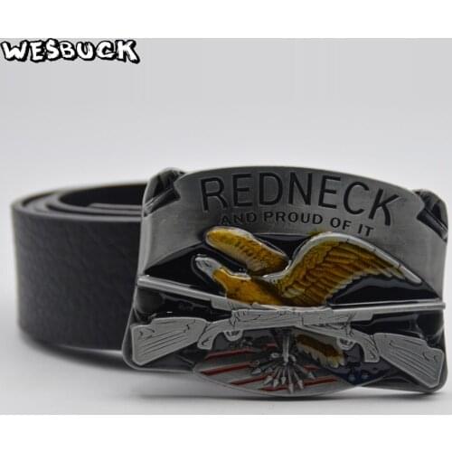 5 PCS MOQ WesBuck Brand Mens Luxury Brand Designer Cowboys Belt Buckle Meatl Eagle Buckles With PU Belt