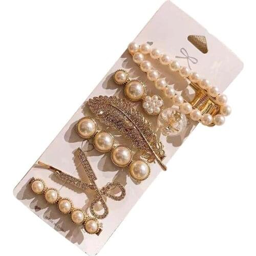 6/5pcs Beaded Hair Pins For Women Girls Hair Accessories Vintage Elegant Metal Side Hair Clip Glitter Sweet Style Buns Hair Pins