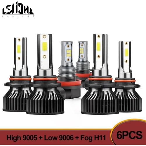 6x LED Headlight Bulbs Fog Lamp 9005 High 9006 Low Beam H11 Foglights For Toyota Corolla 2009 2010 2011 2012 2013
