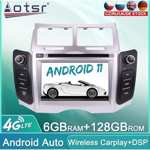 Android 11 128GB Car Radio DVD For Toyota Yaris 2005 - 2011 Audio Multimedia Player GPS Navigation Auto Stereo Head Unit Carplay