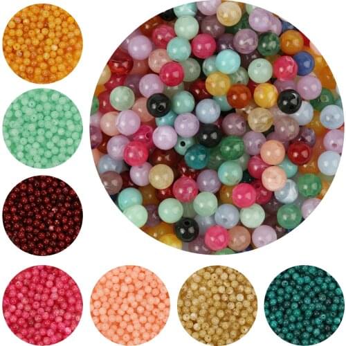 Wholesale 6 8 10 mm Acrylic Clouds Beads Effect Round BEADS Spacer Loose Beads Craft DIY Jewelry Making Findings