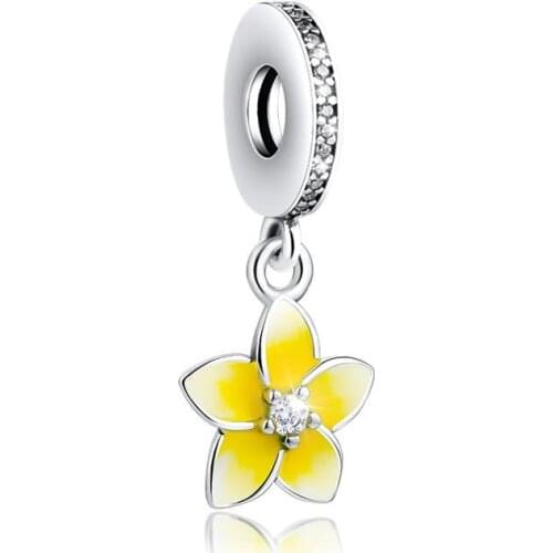 BEADS for Jewelry Making BraceletS Yellow Daisy cHarMs 100% 925 OrigiNal Sterling Silver Jewerly Free Shipping
