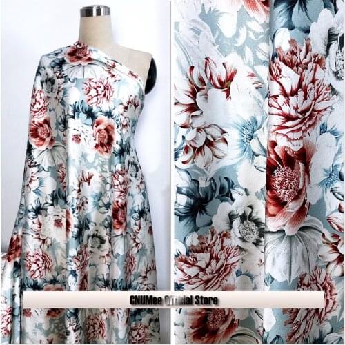 CNUM SP936 Pure Silk/ Peony /Silk Fabric 92% Silk 8% Spandex Elastic/ Width 1.29yd Thickness 19mm/ Unit: meter