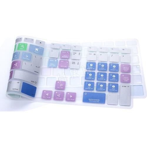 For Apple Keyboard with Numeric Keypad Wired USB Final Cut Pro X Hot keys Design Keyboard Cover Skin For iMac G6 DesktopPC Wired