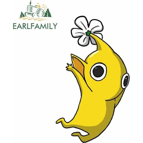 EARLFAMILY 13cm x 7.7cm for Yellow Jumping Pikmin Car Stickers Waterproof Snowboard Camper Motorcycle Anime Decal for Fold EVO