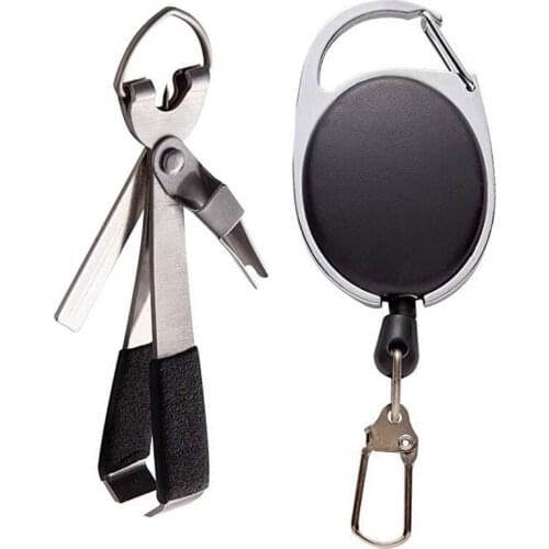 Outdoor Fishing Tools Quick Knot Tool Fast Tie Pliers Nail Knotter Tying Line Cutter Nipper w/Zinger Retractor Tackle Accessorie