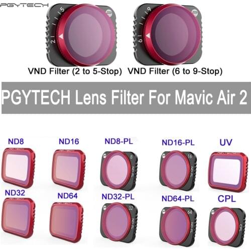 PGYTECH Air 2 ND VND Lens Filter Set For DJI Mavic Air 2 UV CPL NDPL ND 8 16 32 64 Camera Lens Filter for DJI Air 2 Drone Access
