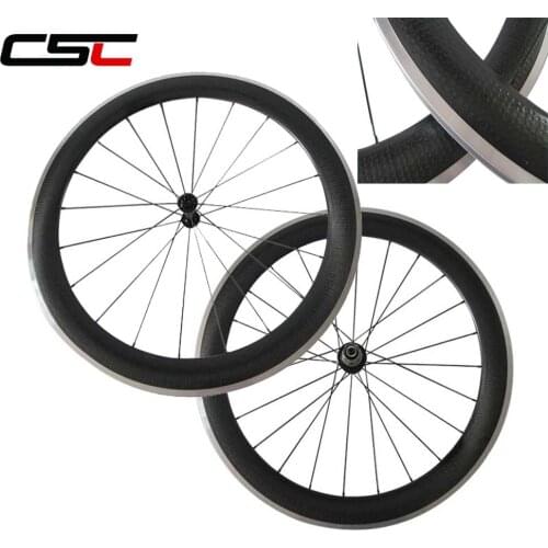 CSC 700c Dimple surface carbon wheelset 23mm Wide 60mm carbon clincher road bike wheels with Alloy Alunimium Braking surface