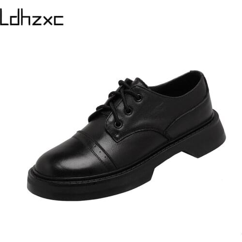 LDHZXC 2021 Fashion Platform Shoes For Women Cross Tied Genuine Leather Thick Heels Pumps Female Shoes Woman Heels