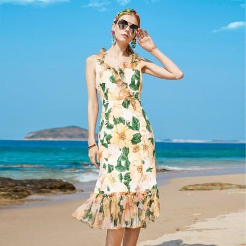Fashion Summer Designer New WomenS Dress Sunshine Comfortable Vacation Adorable Fish Tail Seductive Floral Print Mini Dress