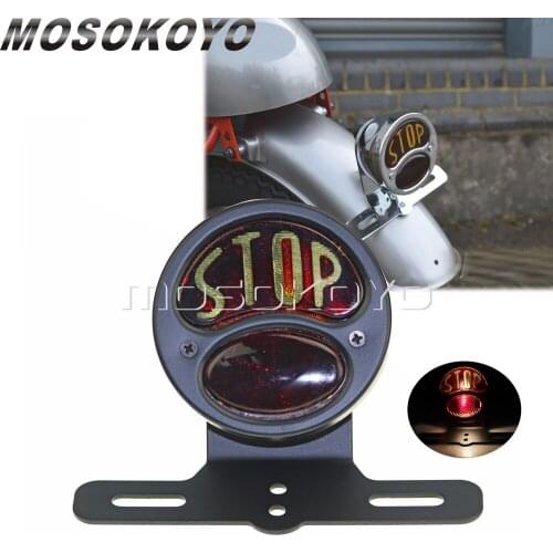 Motorcycle Retro Stop Taillight w/ License Plate Holder Rear Lights Universal For Harley Sportster Racer Cruisers 12v Brake Lamp