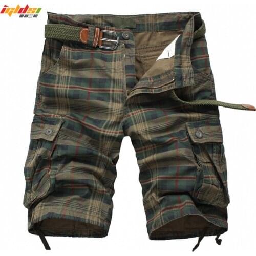 Men Shorts 2018 Fashion Plaid Beach Shorts Mens Casual Camo Camouflage Shorts Military Short Pants Male Bermuda Cargo Overalls