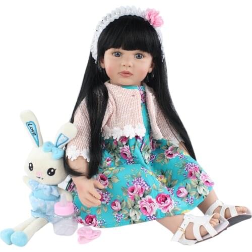 BZDOLL 60cm Soft Silicone Reborn Toddler Doll For Girl Cloth Body Princess Baby Lovely Girl Birthday Gift Play House Toy