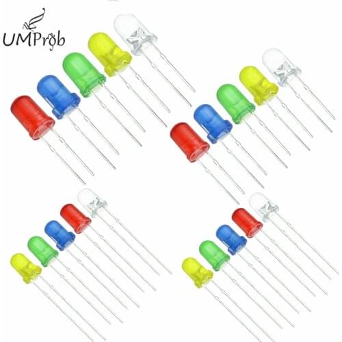 100Pcs/Lot Mixed Color 3MM 5MM Emitting Diode Red Green Yellow Blue White Light LED Kit