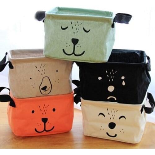 DIY Desktop Storage Box Cute Dog Smile Printed Felt Storage Basket Foldable Hallway Entrance Key Storage Tray Sundries Organizer