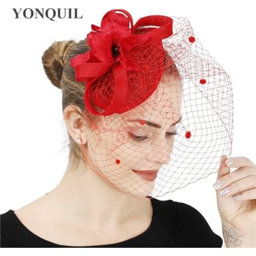 New Charming Flower Bride Wedding Hat Fascinators Mesh Hats Women Hair Accessories Formal Dress Occasion Millinery Cap Headband