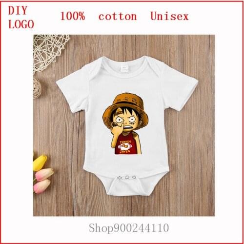Infant Newborn Baby Girls Boys Short Sleeve Luffy Childhood picture Print Romper Jumpsuit Outfit Clothes Costumes Pajamas Summer