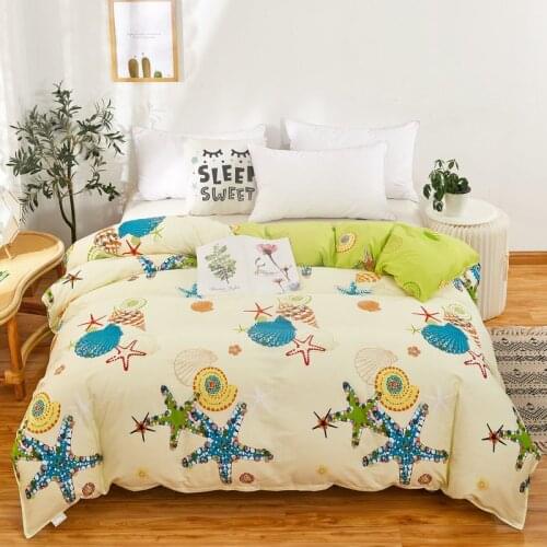 Starfish Shell Bedding Quilt Cover Cotto Comforter Cover for Childrens Bed Teens Adults Duvet Cover with Zipper 150x200cm