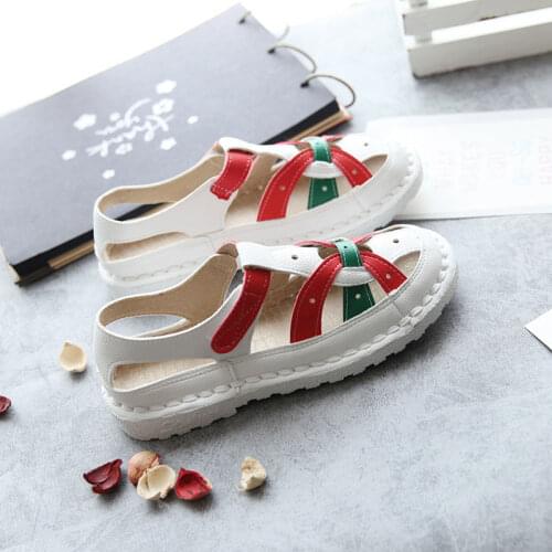 Womens sandals summer color matching hollow Baotou Roman style comfortable soft-soled sandals casual beach shoes