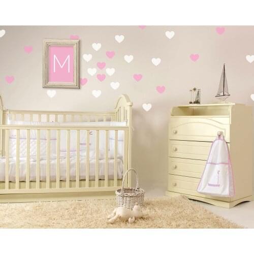 Heart Wall Confetti. Set of 40 Heart wall decals Cute Custom Color Wall Stickers For Kids Room Girl Baby Room Decor Mural JW114