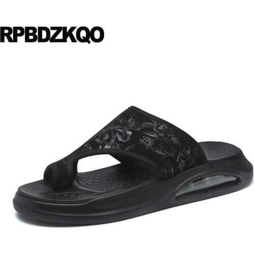 Runway platform slides designer shoes men high quality sandals slip on 2019 toe loop casual breathable black flat beach slippers