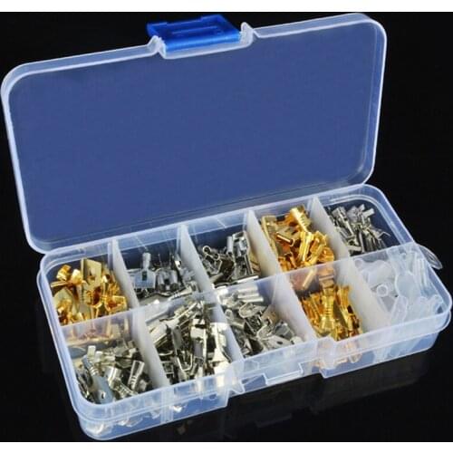 Male Female Car Spade Connector 2.8MM 4.0MM 4.8MM 6.3MM Copper & Rubber Motorcycle Bike Car Splice Crimp Wire Terminals 150pcs