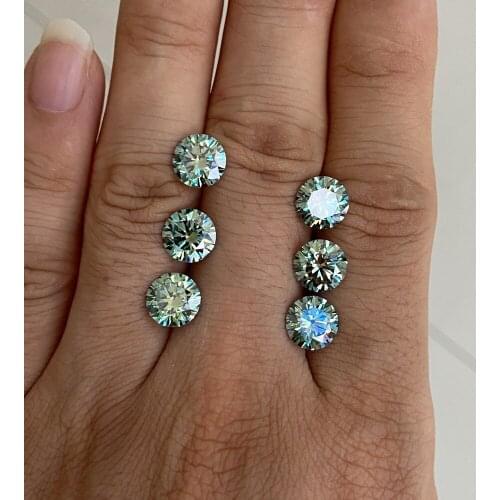 4mm To 14mm Blue Green VVS1 Moissanite Round Shape 6.5mm 8mm 1ct 2ct Loose Synthetic Stone