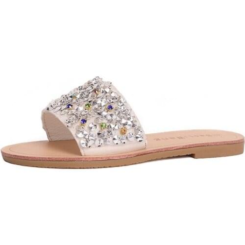 Slippers women Summer 2019 New Ladies Slides Fashion Crystal Decoration Outdoor Flat with Womans Slippers