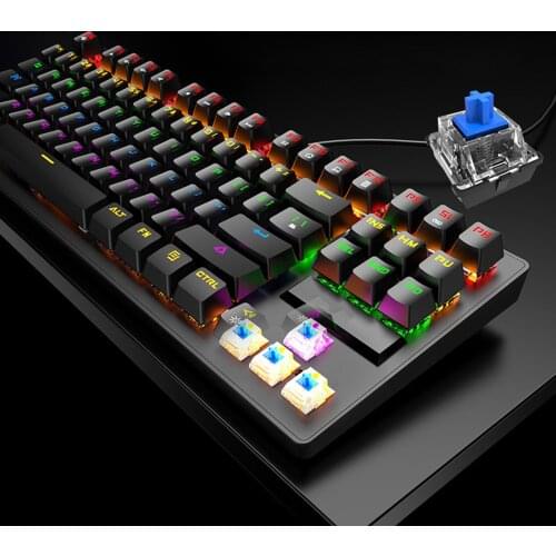 Universal 87Keys Gaming Keyboard USB Wired RGB Green Axis Dustproof Backlight Mechanical Keyboard Business Computer Accessory