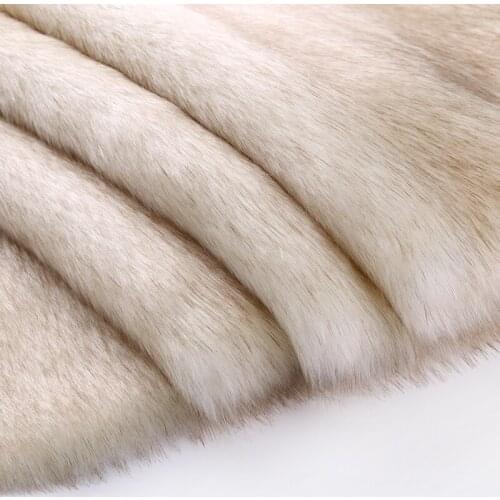 High Quality Long Pile 4-5cm White Dyed Tip Brown Imitation Fox Fur Plush Faux Fur Fabric DIY Shoes Coat Collar Vest Pillow Toy