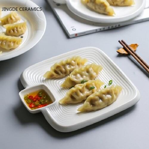 Japanese Style Solid Color Creativity Dumplings Dish with Vinegar Dish Home Breakfast Dessert Plate Kitchenware Snack Plate