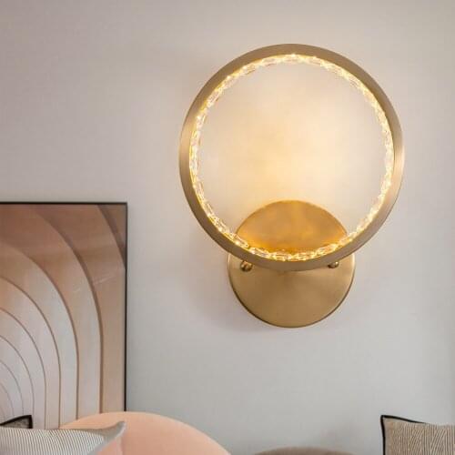 YOOGEE Gold Crystal Bedroom Bedside Lamp Round Corridor Home decor Indoor Lighting Lights for Living room LED Cristal Lustre