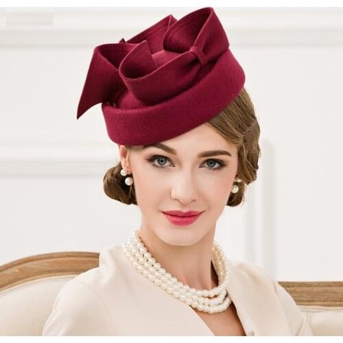 Women Fascinators Pillbox Wool Hat Gray Winter Vintage Felt Festival Party Wedding Ladies Women Fedoras with Fascinating Floral