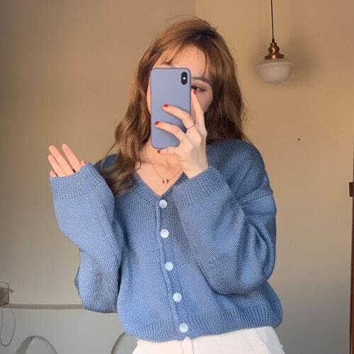 Womens Sweaters Japanese Kawaii Ulzzang Vintage Loose Solid Color Ins Lazy Sweater Female Korean Harajuku Clothing For Women