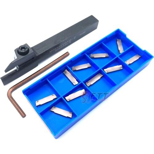 10PCS MGMN200 G YC1125 High quality Carbide Inserts 1PC MGEHR1010-2 External Grooving Tool Holder Parting Plate Lathe Tool Set