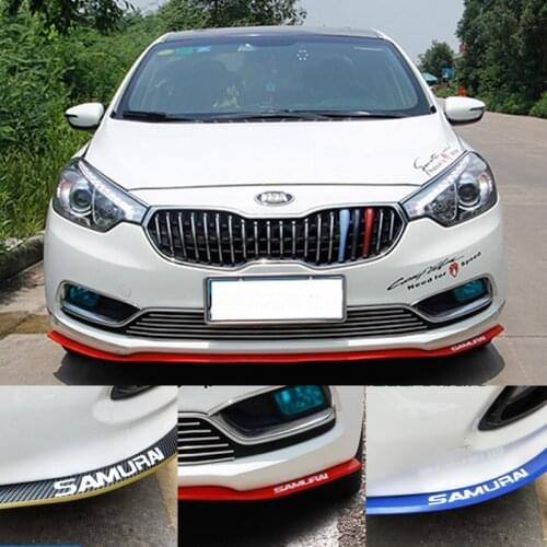 2.5m Universal Car Front Bumper Lip Splitter Carbon Fiber Car Rubber Bumper Spoiler Protector Car Bumper Strip Anti-Collision