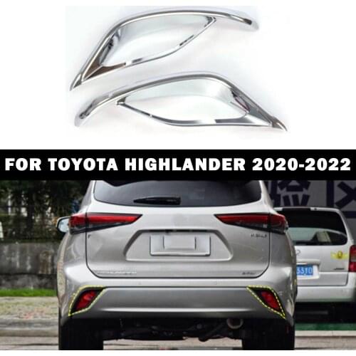 2x Chrome ABS Rear Bumper Fog Light Lamp Cover Trim Fit for Toyota Highlander 2020-2022 Car Styling Accessories