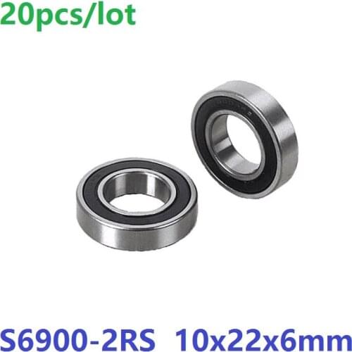 20pcs/lot ABEC-5 S6900-2RS S6900RS S6900 2RS RS Stainless Steel ball bearing 10x22x6mm Deep Groove Ball Bearing 10*22*6